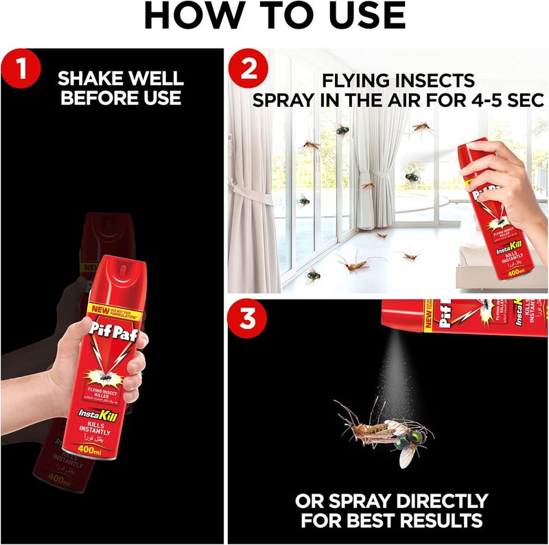 Pif Paf Mosquito & Fly Killer Spray - 400 ml x 3 - Image 5